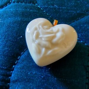 Lenox Floral Porcelain Puffy Heart Pendant